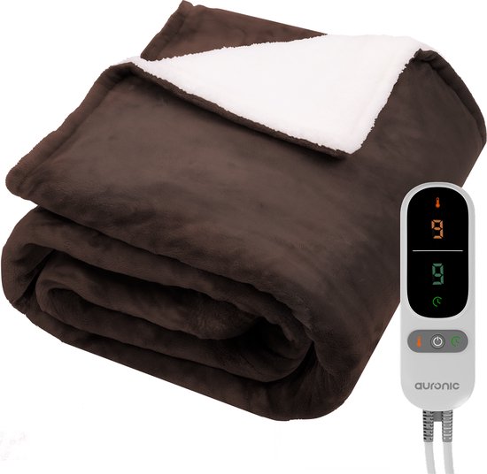 8721055562849 - Electric Blanket - Wärmedecke - Sherpa Fleece - 9 Wärme- und Timer-Einstellungen - Decke - 200x180 - 2 Personen - Braun