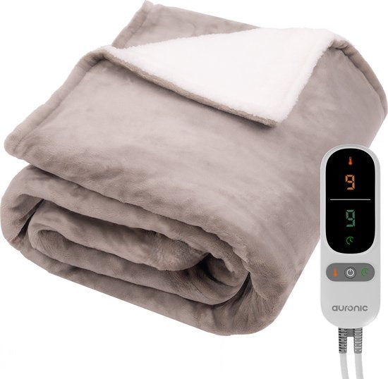 8721055562887 - Electric Blanket - Wärmedecke - Sherpa Fleece - 9 Wärme- und Timer-Einstellungen - Decke - 200x180 - 2 Personen - Taupe