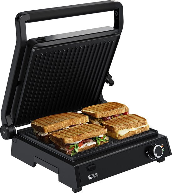 8721055563501 - Contact Grill Deluxe - Grillgerät - Abnehmbare Grillplatten - Panini Grill - 5 Höheneinstellungen - 2000W - Schwarz