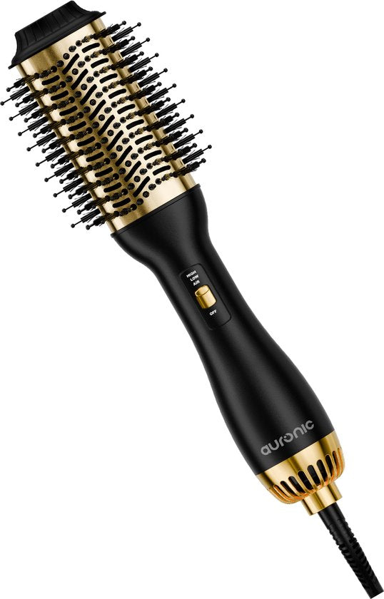 8721055563525 - 4-in-1 Haartrocknerbürste - Airstyler - Kämme - Styles - Locken - Föhnen - 37 mm Lockenbürste - 360 Grad Luftstrom - Schwarz Gold