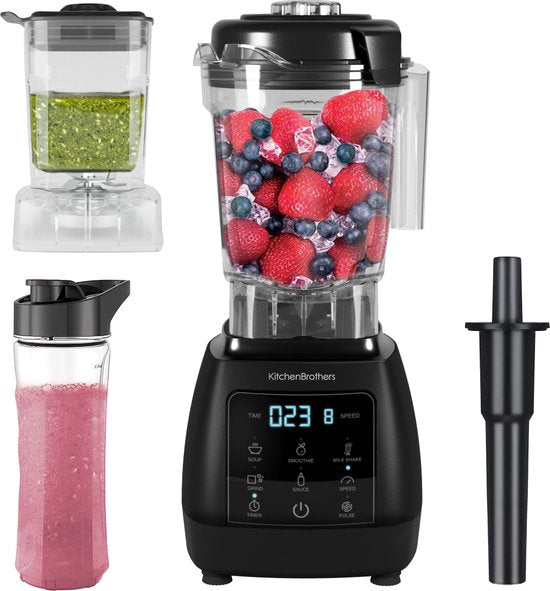 8721055563686 - 2-in-1 Power Blender - 1600W - 2L - Komplettset mit Zerkleinerer und To-go Cup - Smoothie Maker - Ice Crusher - Schwarz