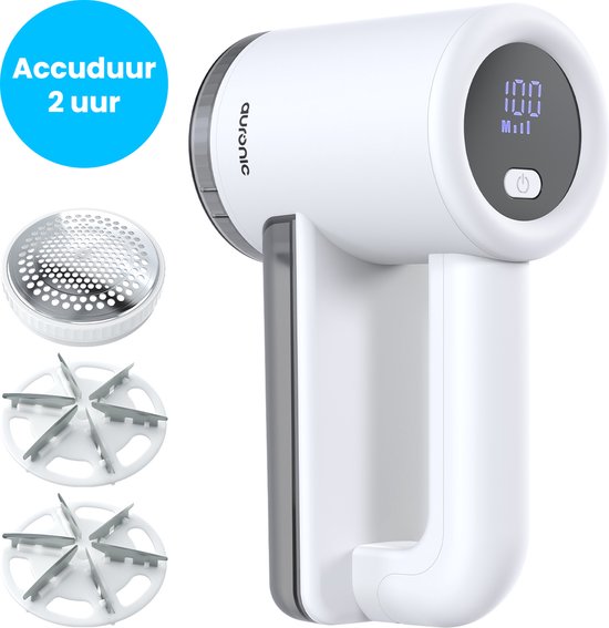 8721055563747 - Electric Lint Remover Pro - Fusselentferner - Akkulaufzeit 120 Minuten - Wiederaufladbar - LED-Anzeige - Entlaubungsgerät - Weiß