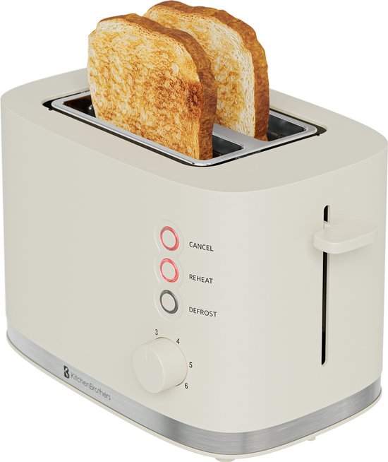 8721055563792 - Toaster - Toaster - 6 einstellbare Wärmestufen - 2 extra breite Schlitze - 870W - Beige