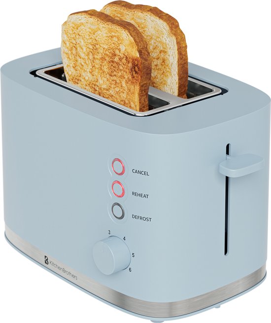 8721055563808 - Toaster - Toaster - 6 einstellbare Wärmestufen - 2 extra breite Schlitze - 870W - Pastellblau