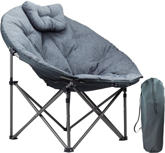 8721055564058 - Campingstuhl - XL - Zusammenklappbar - Inkl Tragetasche - Campingstuhl - Schmetterlingsstuhl - 150 kg Belastbarkeit - Grau