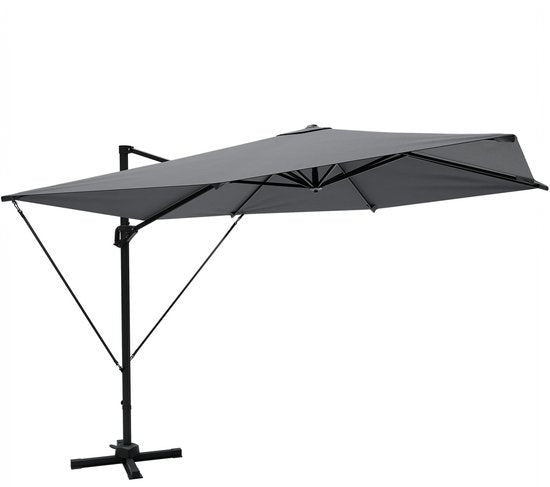 8721055564812 - Sonnenschirm - 300x300 cm - neigbar - 7 Ständer - wasserdicht - mit Bezug - Anthrazit