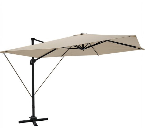 8721055564829 - Sonnenschirm - 300x300 cm - neigbar - 7 Ständer - wasserdicht - mit Bezug - Taupe