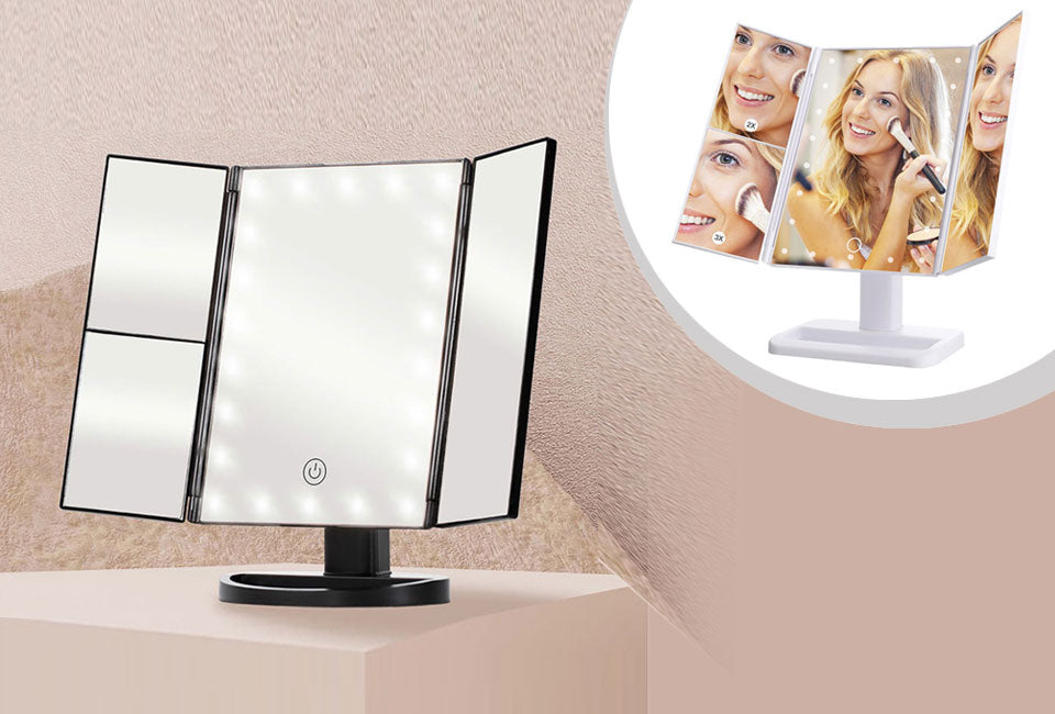 8721055880790 - Schminkspiegel mit Licht und Vergrößerung - Schwarz