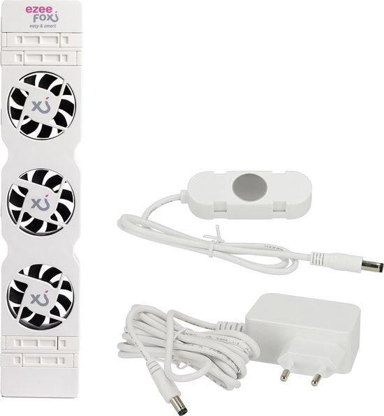 8721055880943 - Heizkörperlüfter mit 3 Ventilatoren und Thermosensor - Monoset - Universal - Energieeffizient - Sehr leise - Heizkörperlüfter - Weiß
