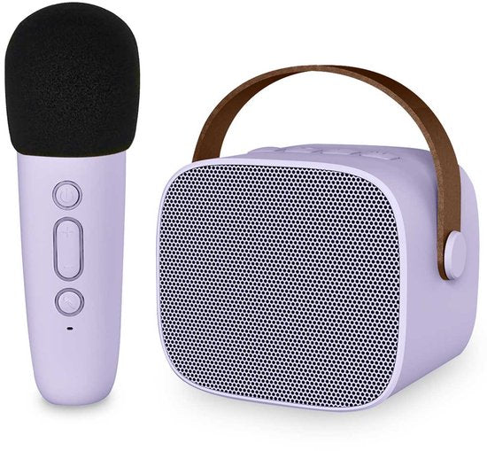 8721064085896 - Karaoke-Set für Kinder und Erwachsene - Bluetooth-Lautsprecher mit drahtlosem Mikrofon - lavendel-fliederfarben