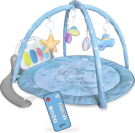 8721082009126 - Babygym - Spielmatte für Babys - Musikalische Spieldecke - Geburtsgeschenk - Aktivitätsdecke - Babyspielzeug - Interaktiv - Lehrreich - 105 x 52 cm - Blau