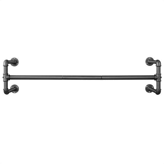 8721082009584 - Kledingstang - Garderobestang - Kledingstangen voor aan de muur - Ruimtebesparend - Sterk - Duurzaam - IndustrieÃƒÃ le Kledingroede - 112 cm - 1 stuk - Zwart