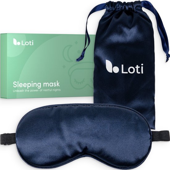 8721082143066 - Premium Silk Sleep Mask + Aufbewahrungsbeutel - 100% Verdunkelung Augenmaske - Einstellbar - Augenbinde - Seidig weich - Anti-Falten - Augenmaske - Schlafmaske - Blau