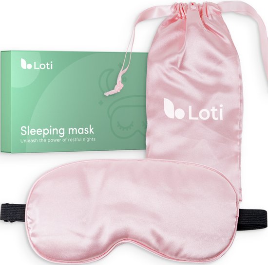 8721082143073 - Premium Silk Sleep Mask + Aufbewahrungsbeutel - 100% Verdunkelung Augenmaske - Einstellbar - Augenbinde - Seidig weich - Anti-Falten - Augenmaske - Schlafmaske - Pink