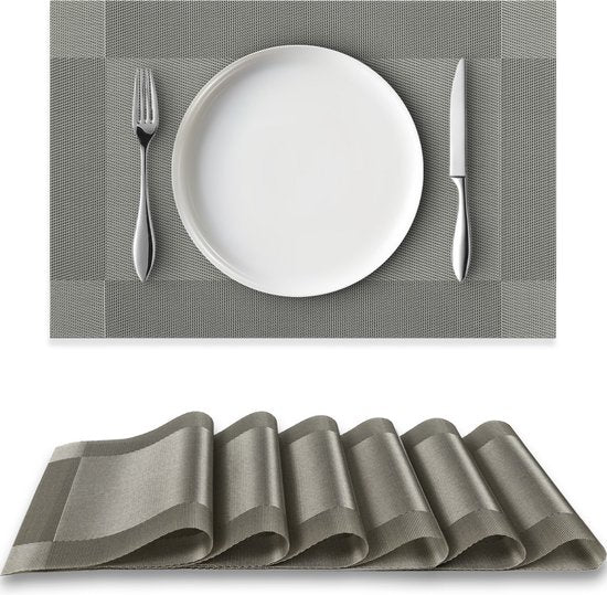 8721082143134 - Tischsets 6 Stück - Tischsets Kunststoff - Tischsets Kunststoff - Untersetzer -30x45cm - Metallic grau 8721082143134 - Tischsets 6 Stück - Tischsets Kunststoff - Tischsets Kunststoff - Untersetzer -30x45cm - Metallic grau