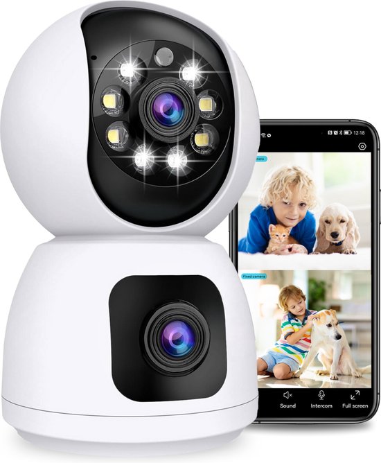 8721082221108 - Camux DualVision Sicherheitskamera Indoor - 2MP Full HD Kamera mit Nachtsicht - Babyphone - Haustierkamera mit App - Hundekamera - Petcam