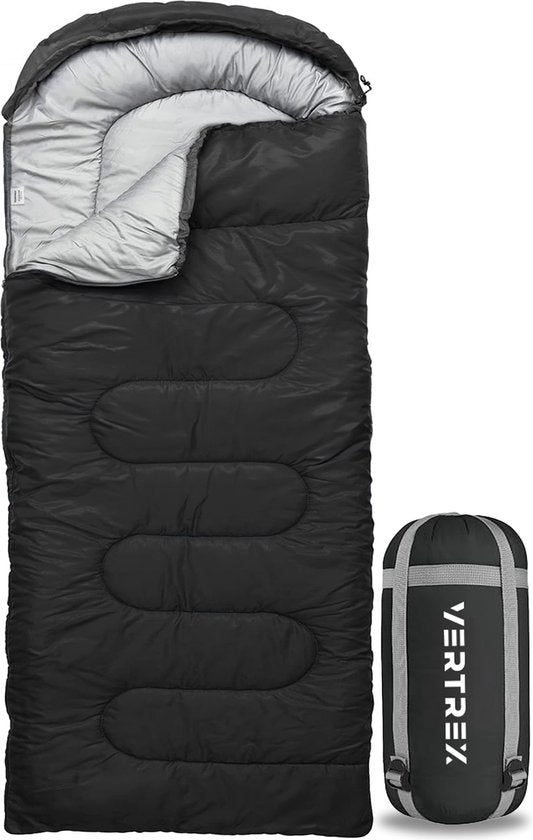 8721082221337 - Vertrex Peak Comfort Mumienschlafsack Extra Warm - Schlafsäcke Erwachsene - Camping - Schwarz