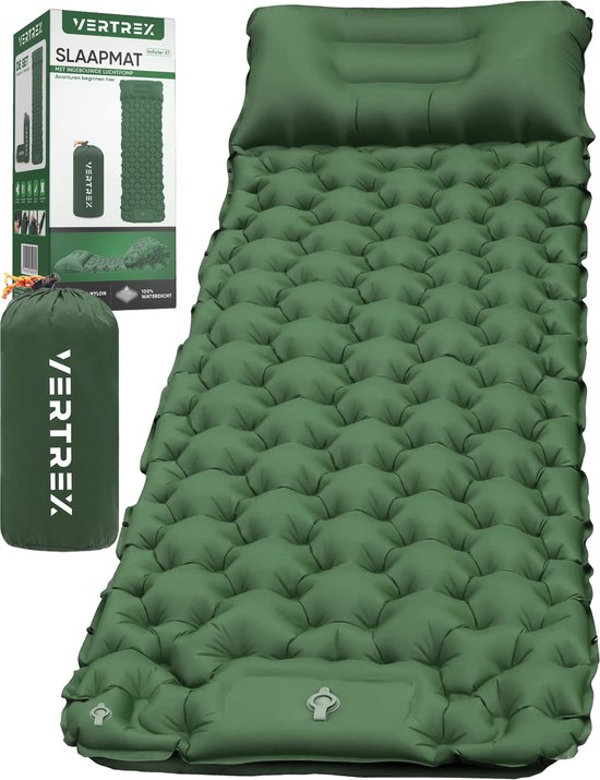 8721082221726 - Vertrex Inflate-X1 Schlafmatte mit eingebauter Pumpe - Luftbett - 1 Person - Moosgrün
