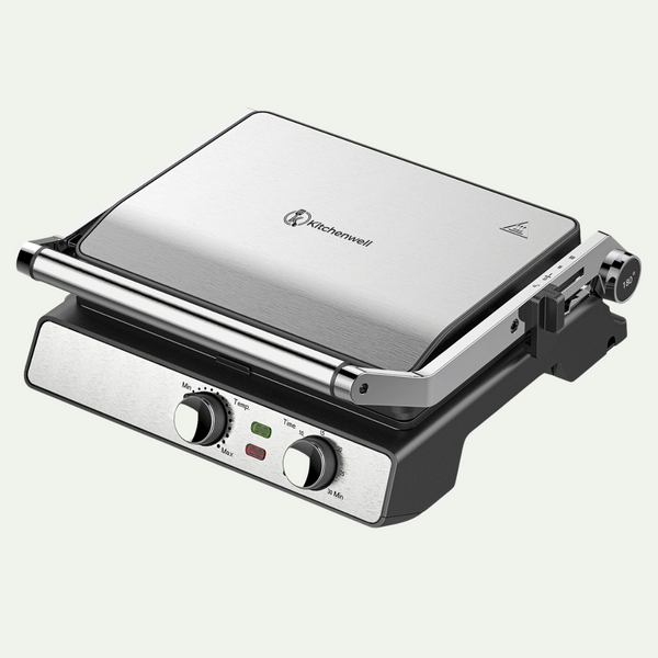 8721082275255 - - Kontakt Grill - KN381 - Sandwichmaker - Aluminium - Silber Schwarz