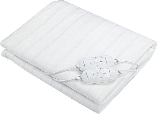 8721082275361 - Electric Blanket - 160 x 140 cm - Maschinenwaschbar - 2 Personen - 3 Stufen - Wärmedecke - Weiß Polyester