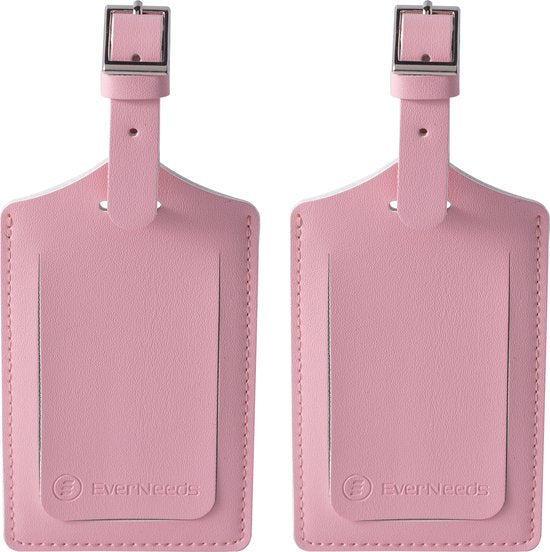 8721082356138 - Gepäckanhänger - Gepäckanhänger für Koffer - Gepäckanhänger - PU Leder - Rosa - 2 Stück