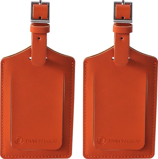 8721082356206 - Gepäckanhänger - Gepäckanhänger für Koffer - Gepäckanhänger - PU Leder - Orange - 2 Stück