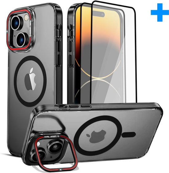 8721082487177 - Tasche passend für iPhone 14 Plus Case - Mit 2 Displayschutzfolien - MagSafe Case - Mit Ständer 8721082487177 - Tasche passend für iPhone 14 Plus Case - Mit 2 Displayschutzfolien - MagSafe Case - Mit Ständer