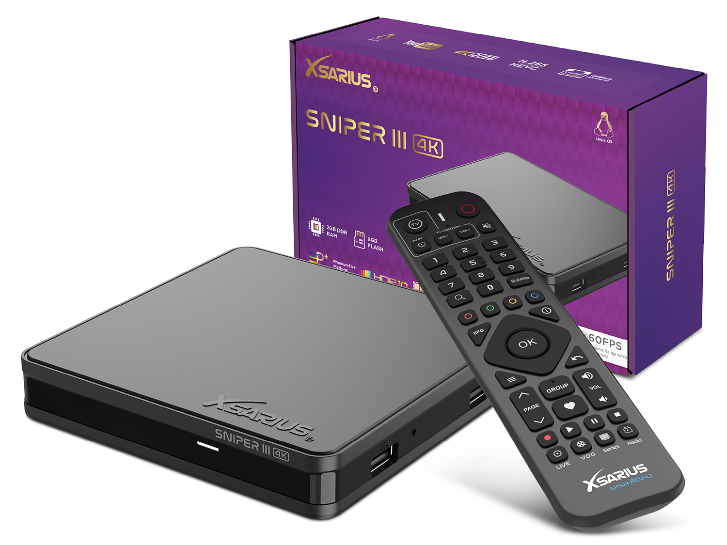 8721082627177 - Sniper 3 IR - 4K Linux UHD HEVC OTT Linux WiFi IPTV PremiumTV Box