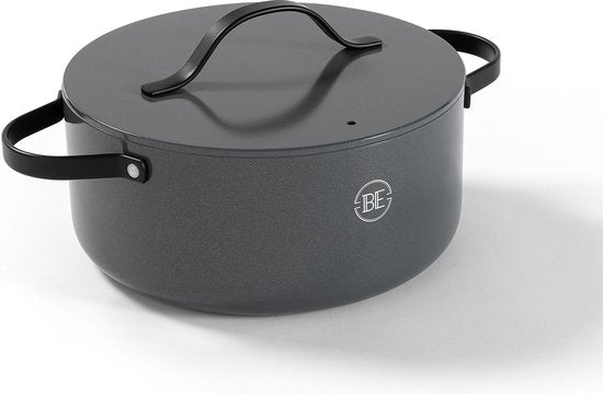 8721082715270 - Essential Kasserolle mit Deckel - Ø 24 cm - Kochtopf - Keramik - PFAS-frei - Induktion - Grau