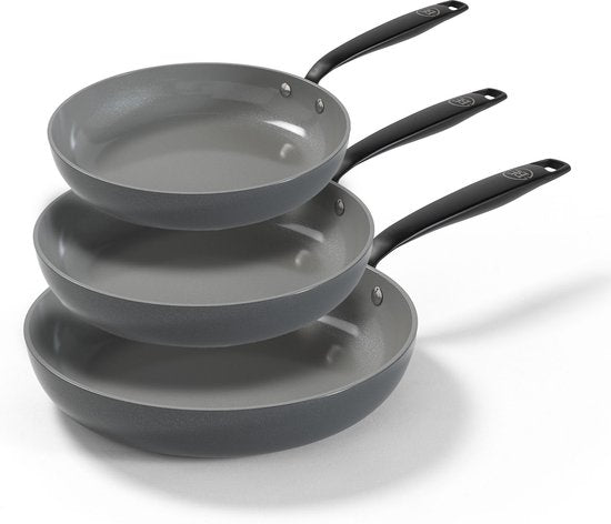 8721082715522 - Essential 3-teiliges Bratpfannenset - Ø 20 24 & 28 cm - Keramik - PFAS frei - Induktion - Grau
