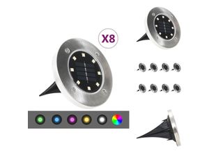 8721096068942 - Außenbeleuchtung - Living Solar-Bodenleuchten 8 Stk LED RGB-Lichtfarbe - Silber