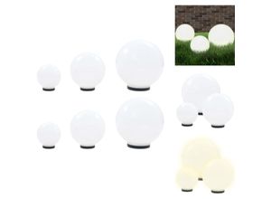 8721096068997 - Außenbeleuchtung - Living 6 Stk LED-Gartenleuchten-Set Kugelförmig 20 30 40 cm PMMA - Weiß