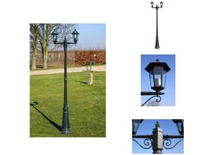 8721096069192 - Vidaxl - Außenbeleuchtung - Living Gartenlaterne 2-flammig 215 cm Dunkelgrün Schwarz Aluminium - Grün