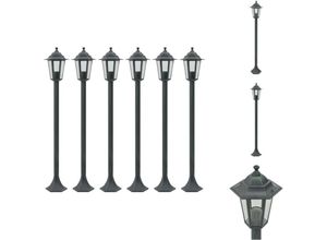 8721096069208 - Vidaxl - Außenbeleuchtung - Living Garten-Pollerleuchte 6 Stk E27 110 cm Aluminium Dunkelgrün - Grün