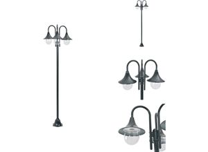 8721096069345 - Außenbeleuchtung - Living Garten-Pollerleuchte E27 220 cm Aluminium 3-Laterne Dunkelgrün