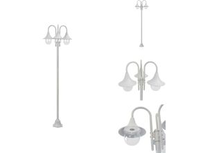 8721096069482 - Vidaxl - Außenbeleuchtung - Living Garten-Pollerleuchte E27 220 cm Aluminium 3-Laterne Weiß - Weiß