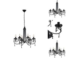 8721096070518 - Vidaxl - Kronleuchter - Pendelleuchte Lampe Leuchte 6 Lampenfassung - Schwarz