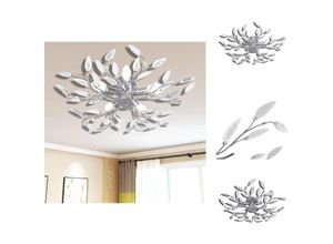 8721096070600 - Vidaxl - Deckenleuchten - Deckenlampe transparente weiße Blätterranken mit Acryl-Blättern 5x E14 - Weiß