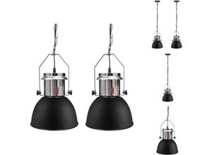 8721096071843 - Lampen - Living Deckenleuchte Metall 2 Stk Höhenverstellbar Modern Schwarz - Schwarz