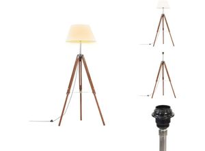 8721096072987 - Vidaxl - Lampen - Living Stativlampe Honigbraun und Weiß Teak Massivholz 141 cm - Braun
