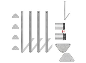 8721096401817 - Vidaxl - Tischbeine - 4 höhenverstellbare Tischbeine Nickel gebürstet 1100 mm - Silber