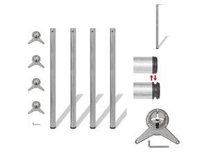 8721096401985 - Vidaxl - Tischbeine - 4x höhenverstellbares Tischbein Nickel gebürstet 1100 mm - Silber