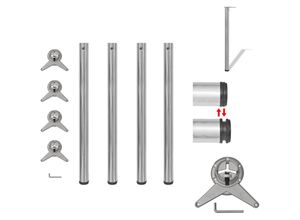 8721096402081 - Tischbeine - 4x höhenverstellbares Tischbein Nickel gebürstet 870 mm - Silber