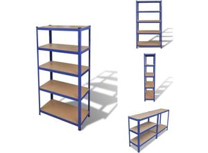 8721096705076 - Vidaxl - Industrieregale - Living Lagerregal mit 5 Böden Blau Stahl & Holzwerkstoff - Blau 8721096705076 - Vidaxl - Industrieregale - Living Lagerregal mit 5 Böden Blau Stahl & Holzwerkstoff - Blau