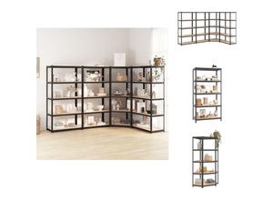 8721096705168 - Industrieregale - Living Regale mit 5 Böden 4 Stk Anthrazit Stahl & Holzwerkstoff - Anthrazit 8721096705168 - Industrieregale - Living Regale mit 5 Böden 4 Stk Anthrazit Stahl & Holzwerkstoff - Anthrazit