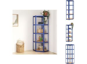8721096705380 - Industrieregale - Living Eckregal mit 5 Böden Blau Stahl & Holzwerkstoff - Blau