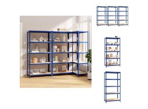 8721096705519 - Vidaxl - Industrieregale - Living Regale mit 5 Böden 3 Stk Blau Stahl & Holzwerkstoff - Blau