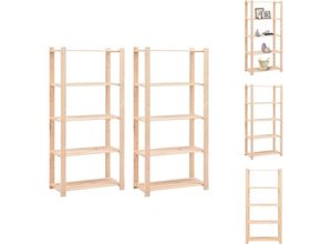 8721096705595 - Vidaxl - Industrieregale - Living Regale 5 Böden 2 Stk 80×38×170 cm Kiefer Massivholz 250 kg - Beige