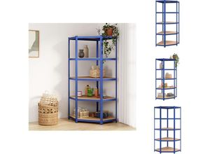 8721096705618 - Vidaxl - Industrieregale - Living Eckregal mit 5 Böden Blau Stahl & Holzwerkstoff - Blau