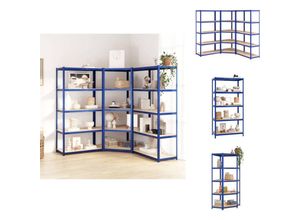 8721096705656 - Vidaxl - Industrieregale - Living Regale mit 5 Böden 3 Stk Blau Stahl & Holzwerkstoff - Blau